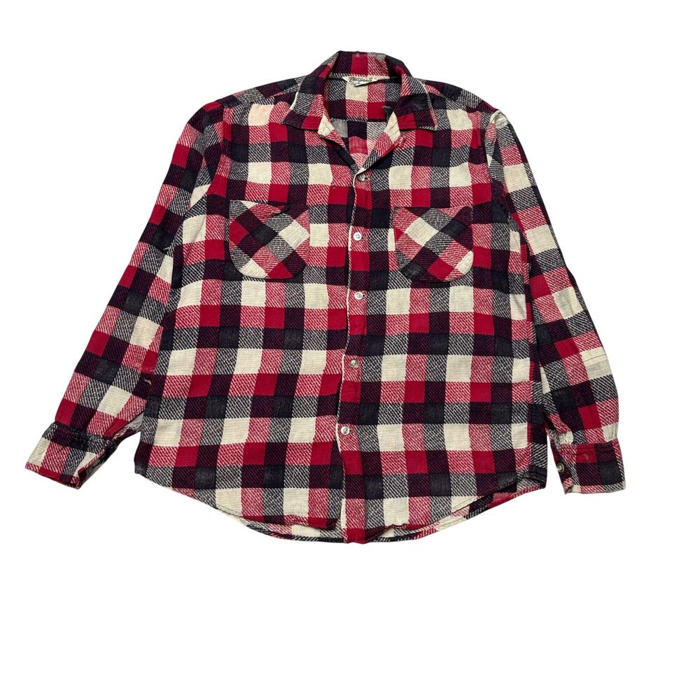 Vintage 50s California Sanforized Cotton Flannel Shirt Men's Medium Workwear